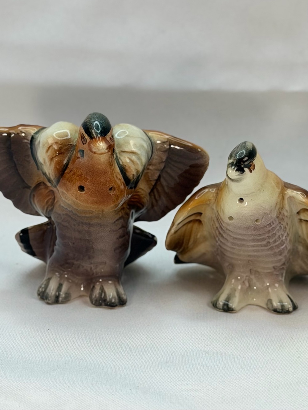 Vintage Japan Quail Bird Salt Pepper Shakers Ceramic Hand Painted Cork Pair